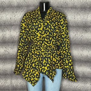 African stylish Yellow, Blue & Black Wrap Women's Top